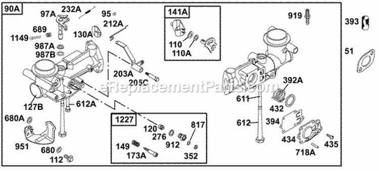 Carburetor Group 2 Diagram and Parts List for  Briggs and Stratton Engine